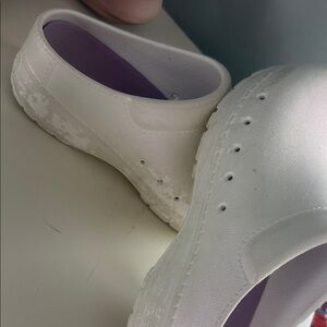 Dansko White and Purple Mules